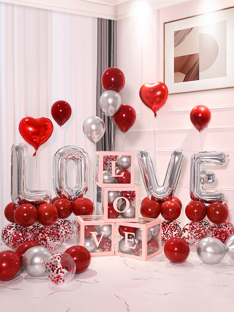 New Year's Day Annual Meeting Balloon Decoration Love Confession Romantic Proposal Indoor Wedding Scene Atmosphere Setup Engagement