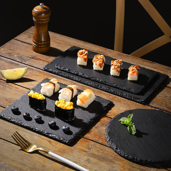 Japanese Rock Plate Tray Japanese Restaurant Sushi Fish Stone Dinner Plate Dessert Presentation Western Steak Tableware Stone Plate
