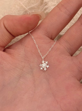 S925纯银雪花项链冬日圣诞氛围感小众精致甜美温柔百搭闪钻锁骨链