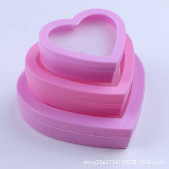 Ring Heart-Shaped Packaging Box, Children's Ring Plastic Storage Box, Pink Jewelry Cat Heart Box, DIY Empty Box