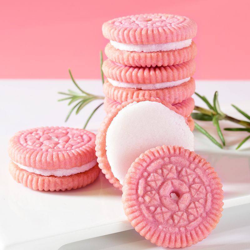 Sakura Strawberry Flavored Sandwich Biscuits, Popular Snacks, Individually Packaged, Whole Box, Wholesale Factory Delivery