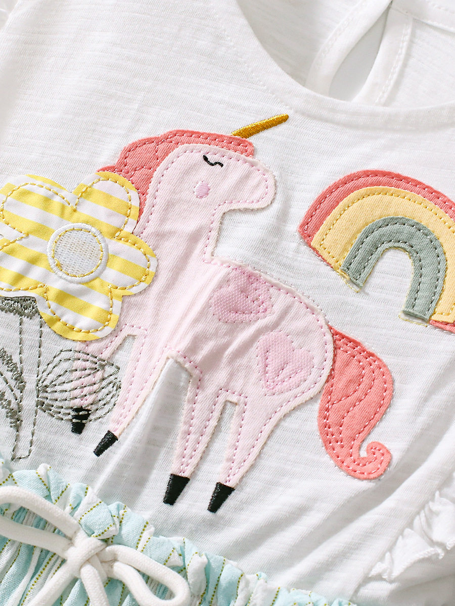 Girls' Short-sleeve Dress, Cute Baby Kids' Skirt, Cotton Kids' Dress