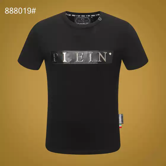 Trendy Brand Philip Plein Pp Plein Men's New Short-Sleeved High-Quality Rhinestone Round-Neck T-Shirt