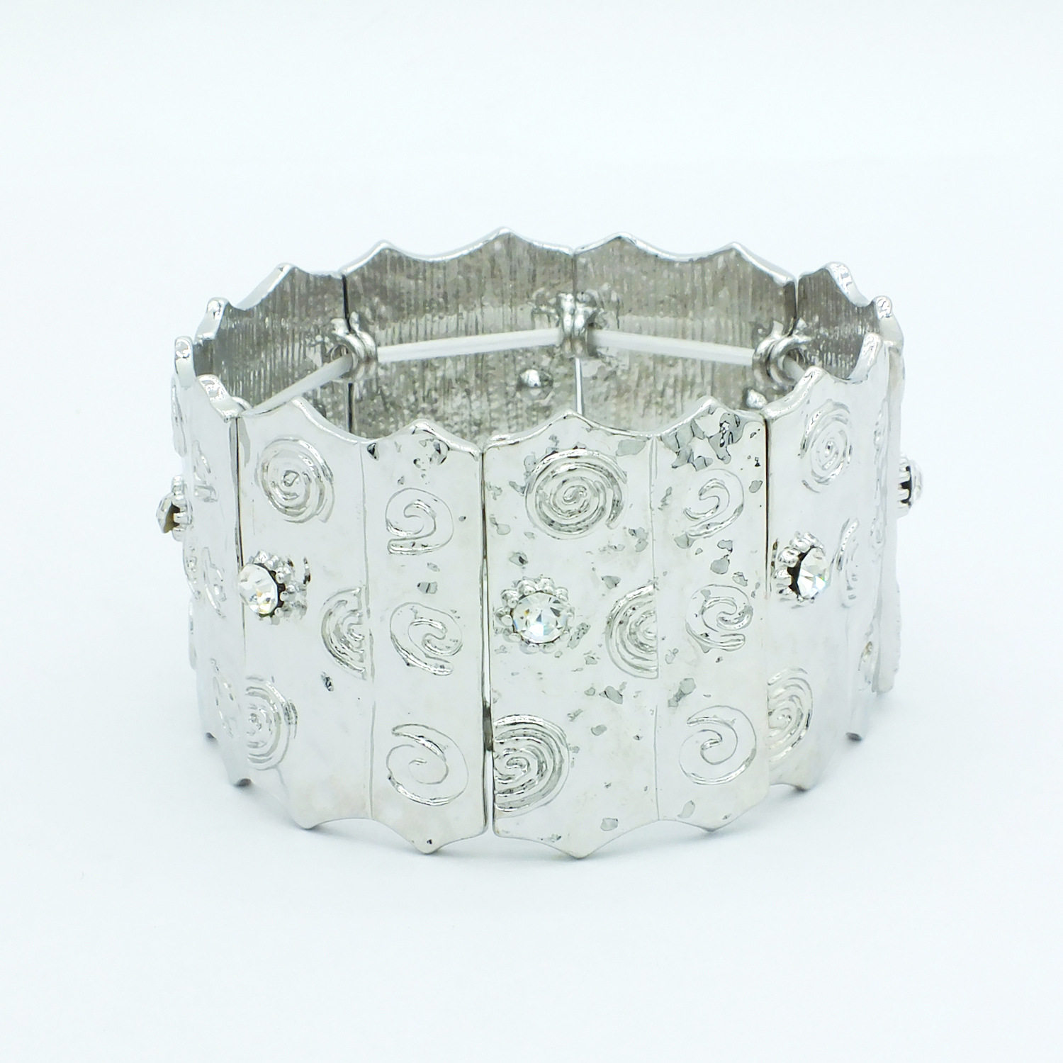 B14 European and American Export Fashion Jewelry Mixed Batch Silver Electroplated Rhinestone Geometric Elastic Bracelet