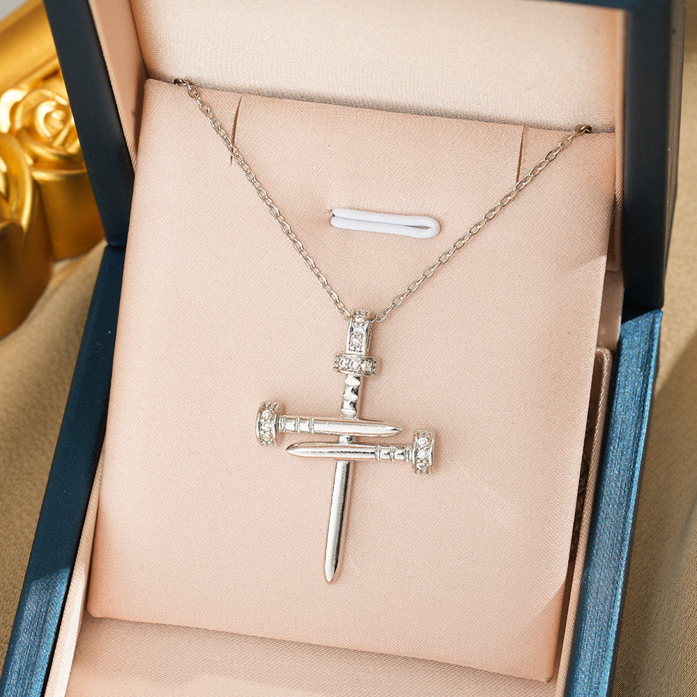 246-5 ネイルネックレス-シルバー