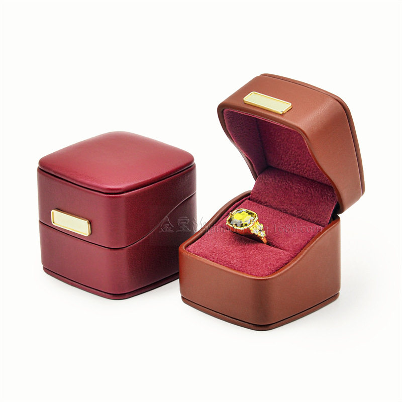 New high-grade one-word curved box oblique PU leather jewelry box ring ring bracelet set box packaging box