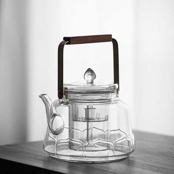 Tea Brewing Kettle with Handle for Home Use, Glass Water Kettle, Steaming Tea Pot, Glass Tea Infuser, Electric Ceramic Stove Tea Maker