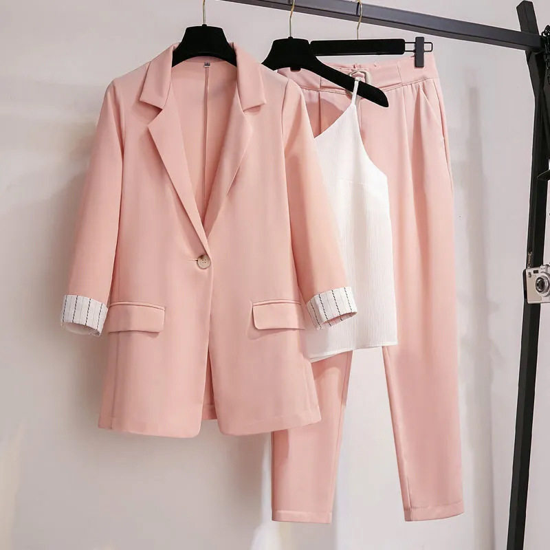 2025 Spring and Autumn New Suit Set Small Suit Professional Wear Workwear Internet Celebrity Three-Piece Two-Piece Slimming and Elegant