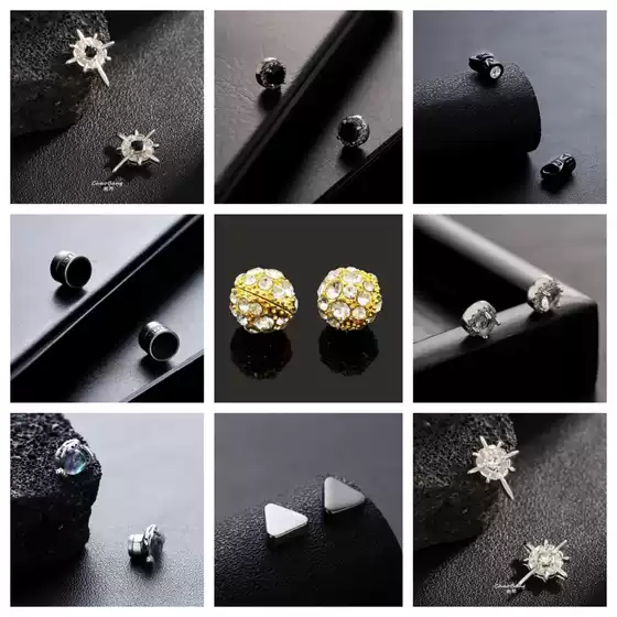 Factory direct magnetic ear clip men's fashion explosions without ear hole magnet earrings cross-border new hot-selling all-match earrings
