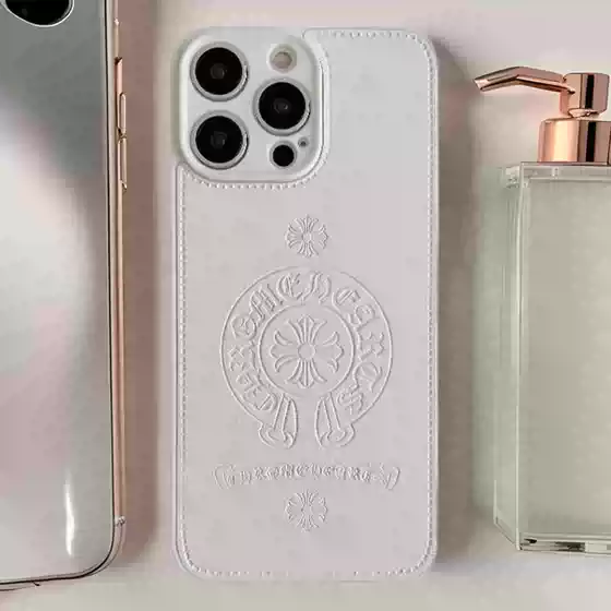 Casual Trendy Brand Pressed Leather Crow Heart Suitable for Iphone16Pro All-Inclusive Leather Mobile Phone Case 14 Protective Cover 12 Soft