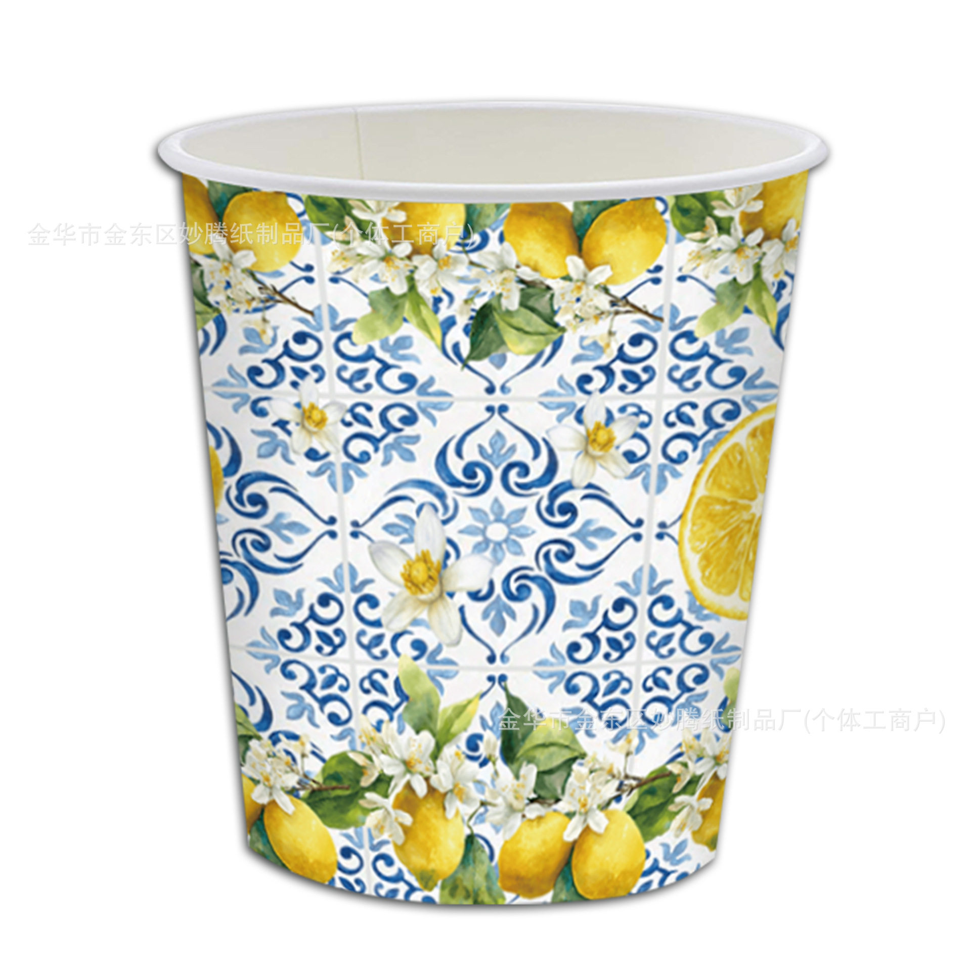 Retro Blue and White Porcelain Lemon Fruit Party Family Dinner Party Tableware Paper Cup Tissue Disposable Paper Plate Set