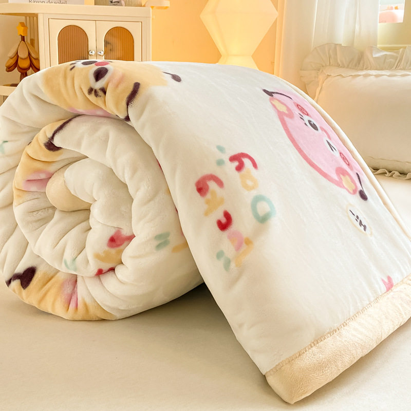 Raschel Blanket Double-Layer Thickeneded Blanket Winter Velvet Blanket Quilt Student Ultra-Thick Warm Flannel Nap Blanket