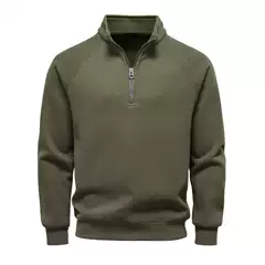 2025 New Autumn and Winter European and American Half-Zip Sweatshirt Stand Collar Cross-Border Trendy Versatile Fleece Men's Sweatshirt Top