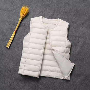 Extra Large size collarless lightweight down vest for women chubby girl vest for middle-aged and elderly mothers