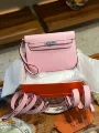 Epsom leather 3q pink silver buckle