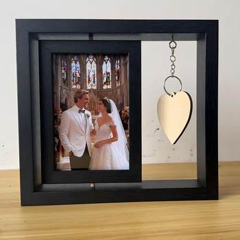 Cross-Border Wooden Rotating Commemorative Photo Frame Creative Heart-Shaped Pendant Photo Frame Display Stand Pet Photo Frame Christmas Wholesale