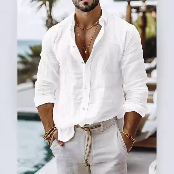 2026 Cross-Border Independent Site Men's New Solid Color Cotton Shirt Casual Style Long-Sleeve Business Casual Shirt for Men
