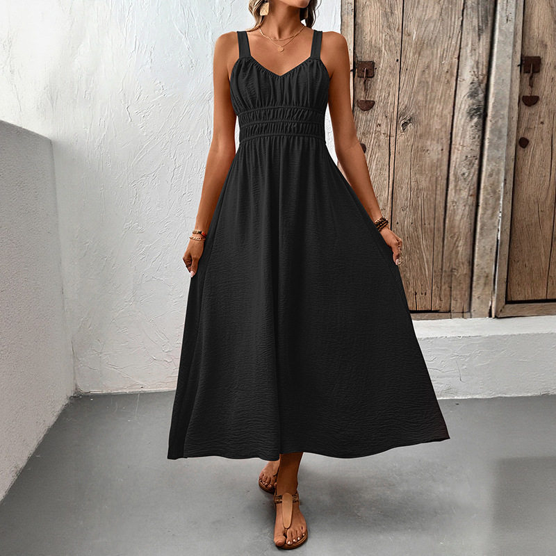 Casual Womens Dress Simple Solid Color Sleeveless Design Comfortable Fabric Perfect for Summer Outings Wholesale