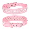 Cross-Border Pet Collar Rhinestone Pu Leather Plain Snake Pattern Metal Accessories Small and Medium Dog Supplies Dog Collar Factory