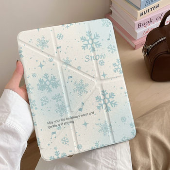 Double-Sided Y-Fold Note Snowflake iPad Protective Case for Apple Pro Tablet Air5/6 11inch Ins Anti-Fall with Pen Slot