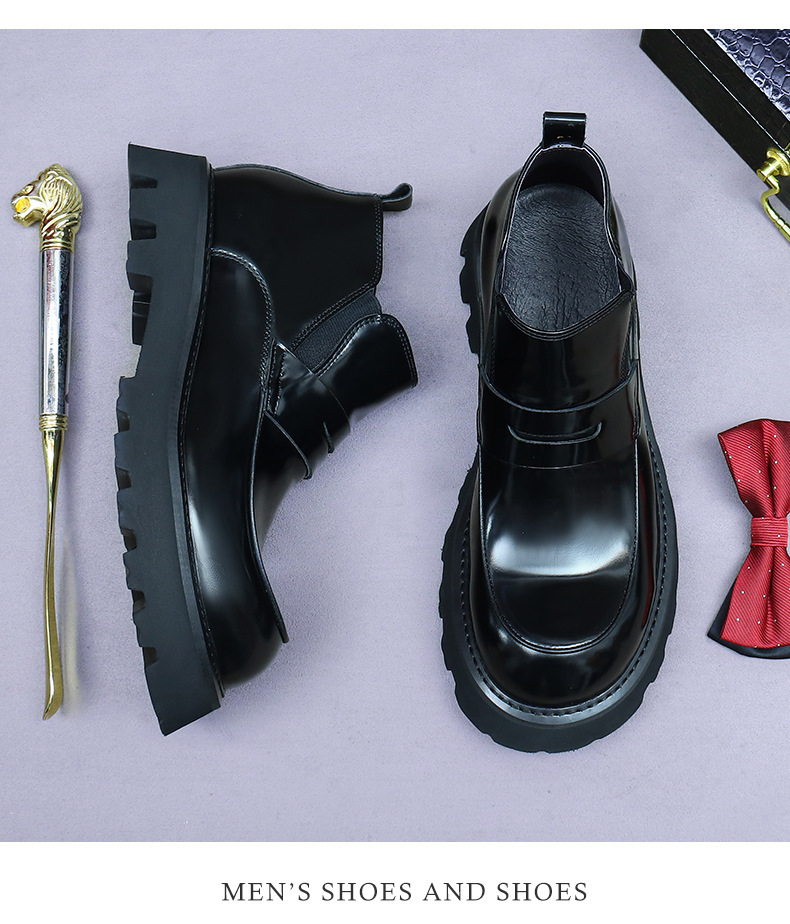 Giày Chelsea boot nam da bò thật cổ thấp dáng công sở — Màu nâu, Màu đen, Màu nâu cộng với nhung, Màu đen cộng với nhung