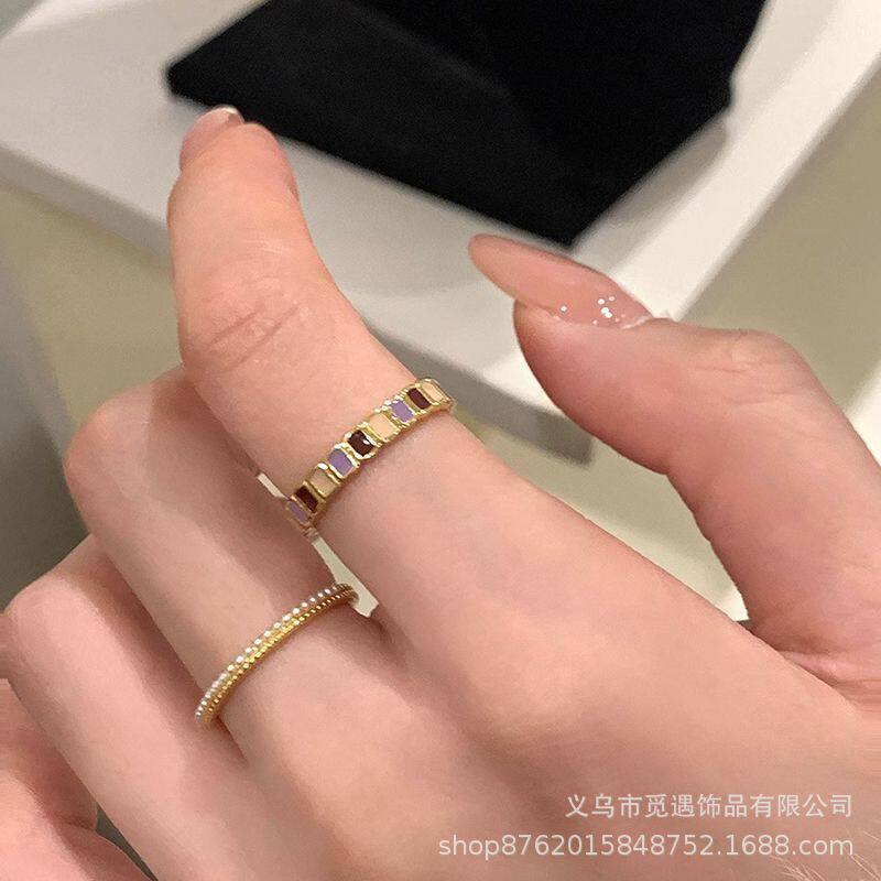 新款焦糖香芋彩色电镀戒指女 轻奢高级感食指戒小众时尚设计指环
