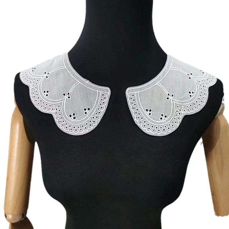Spot cotton embroidery collar flower hollow perforated cotton false collar lace accessories