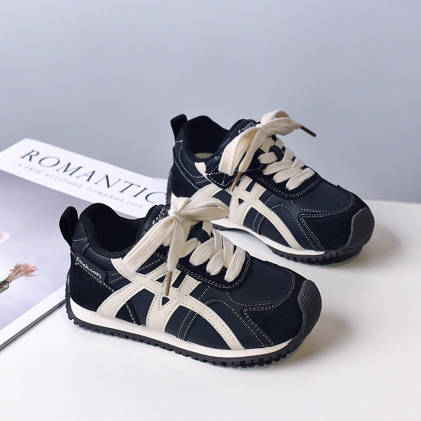 Genuine Leather Kidsren's Forrest Gump Shoes 2025 New Autumn and Winter Boys' Fleece-Lined Casual Sports Shoes Girls' Non-Slip Running Shoes