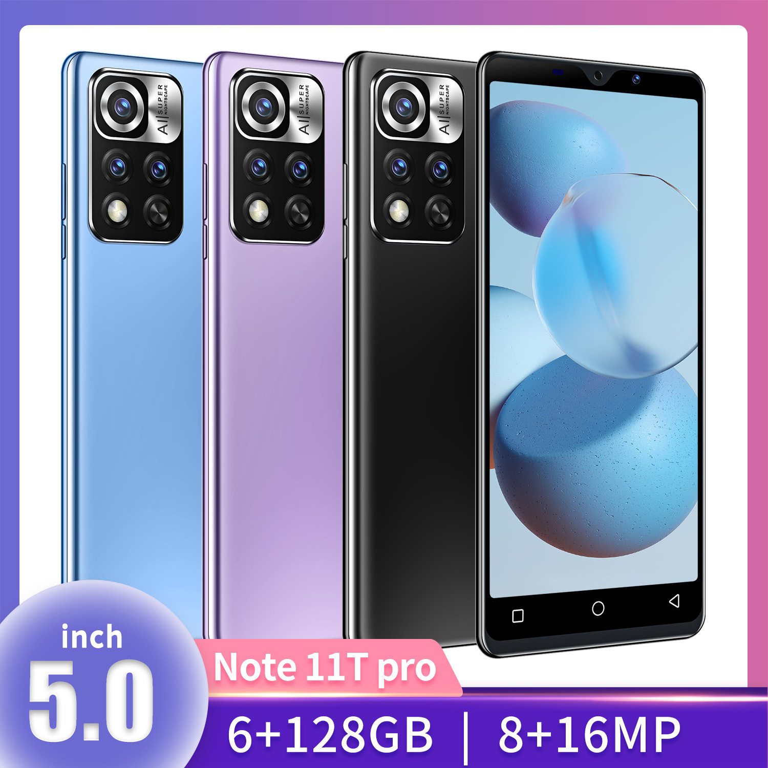 Note11T Pro大屏5.0英寸1GB+8GB 爆款跨境手机智能机现货可代发