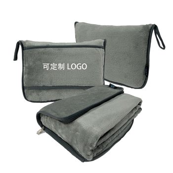 Travel Blanket Flannel Two-in-One Foldable Blanket Airplane Bag Multifunctional Car Pillow Blanket Casual Blanket