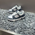 White and blue print