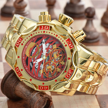 Cross-border Foreign Trade Explosions Yingfu Men's Watch INVIC Rubber Strap Large Dial Steel Strap Sports Wrist Watch Tough Guy Watch