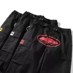 2023 American fashion brand corteiz Devil Island printed overalls men's high street retro loose multi-pocket straight