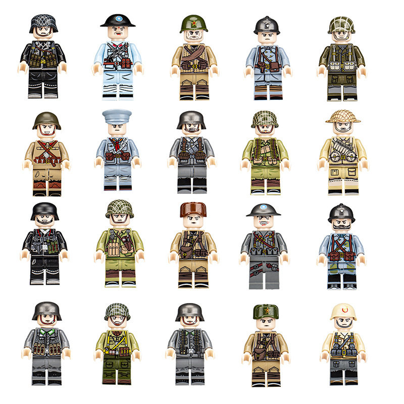 Cross-border military building block set, World War II soldier figure collection series, children’s assembly building block toy,