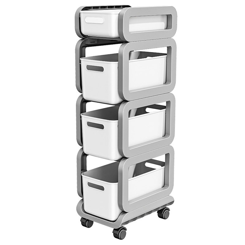 School Bag Storage Rack Movable Cart Book Storage Rack Artifact Household Multi-Layer School Bag Storage Cabinet Under Table