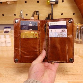 Handmade Cowhide Full Leather Large Capacity Wallet Men's Bag Vertical Vegetable Leather Clutch Genuine Leather Men's and Women's Wallet Card Bag