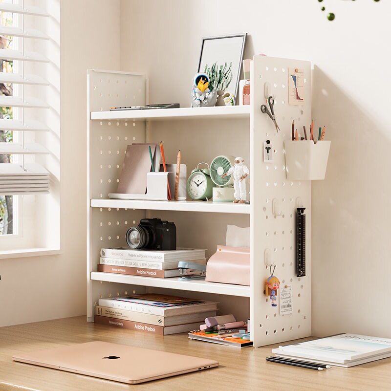 Desktop Storage Rack Perforated Board เดสก์ท็อปชั้นวางหนังสื...