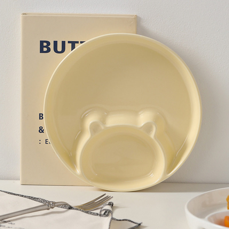 Dumpling Plate with Vinegar Dish, Household Ceramic Dish, Breakfast Divided Plate, High-End Creative Dumpling Special Plate