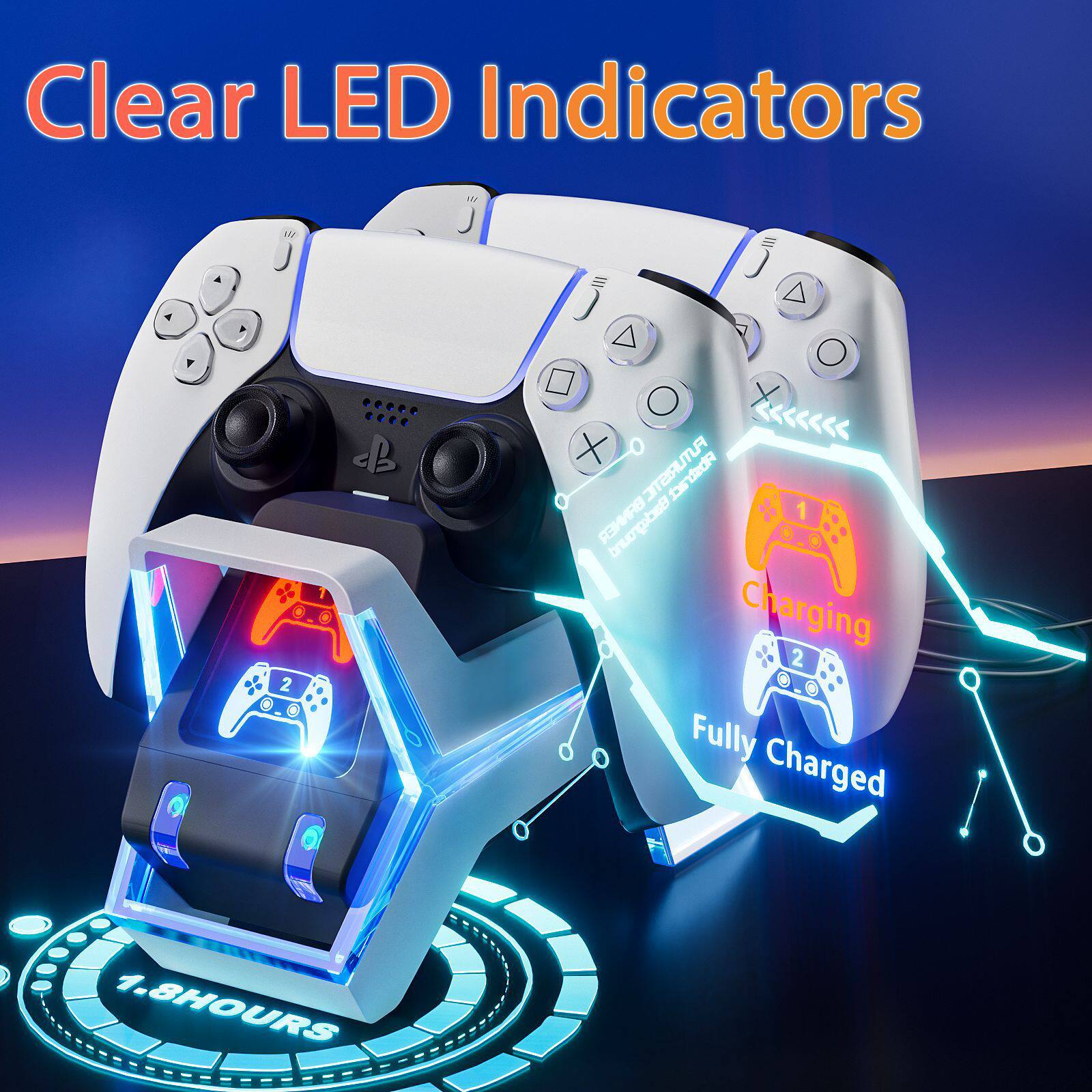 Suitable for Ps5 Handle Fast Charger Contact Dual-Seat Charging Game Handle Charging Base Accessories with Light Screen
