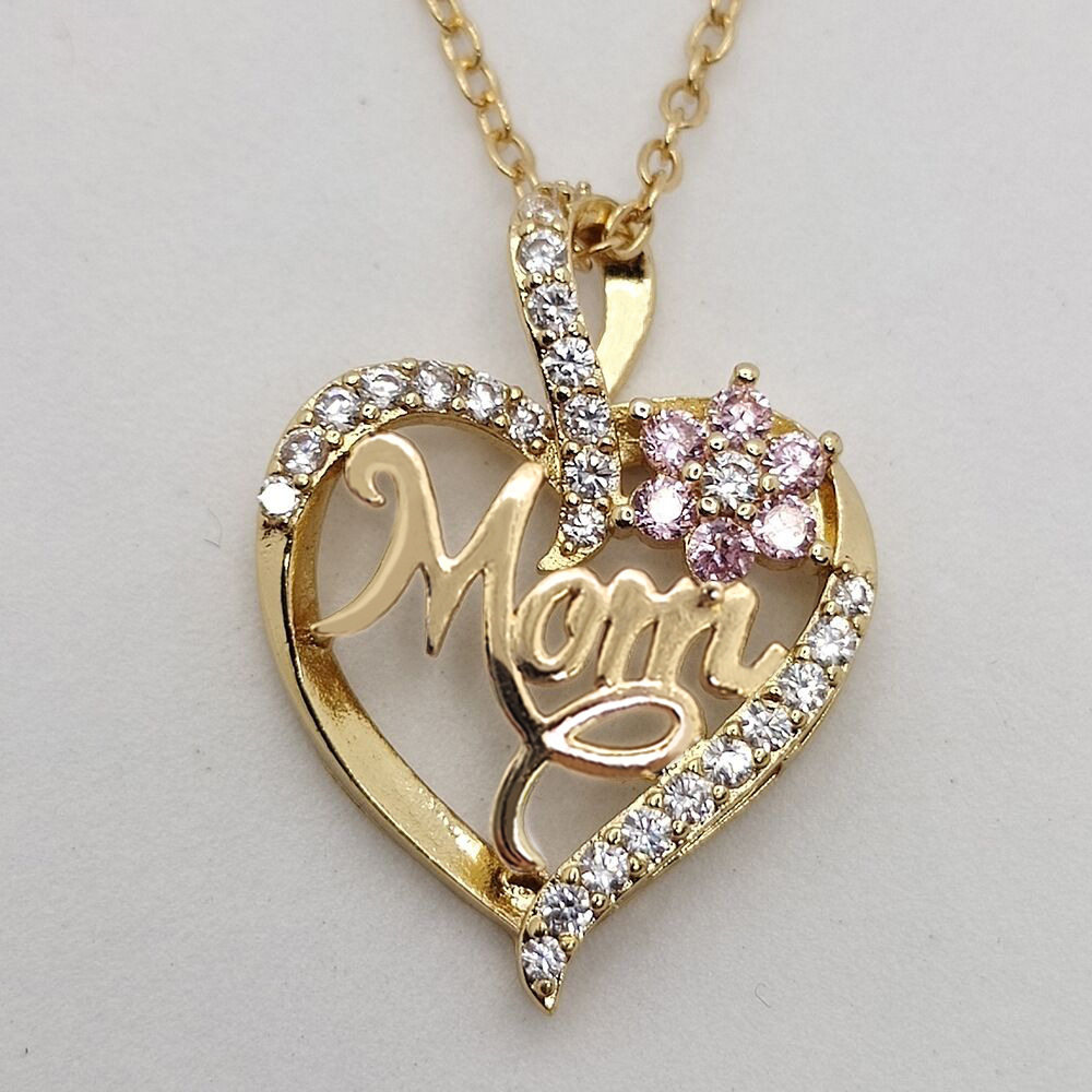 Cross-border New Product Amazon wish Love Flower MOM Diamond Zircon Necklace Simple Pendant Clavicle Chain