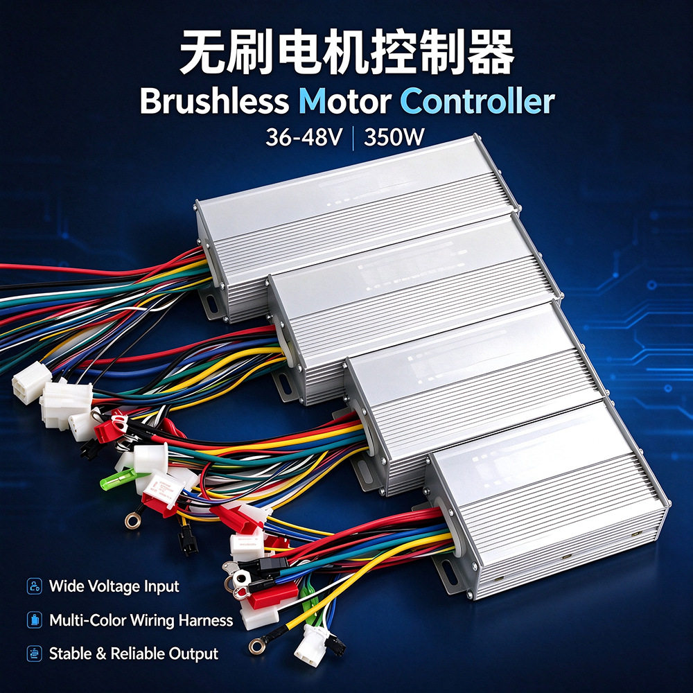ตัวควบคุมยานพาหนะไฟฟ้า แรงดันไฟฟ้า 36V48V60V72V กำลัง 350W500W800W1000W ตัวควบคุมมอเตอร์ไร้แปรงถ่านแบบอัจฉริยะ