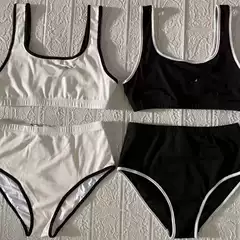 Chao Brand New Export Cross-border European and American Style Couples Fragrant Split Swimsuit Body Long Sleeve Swimsuit Knitted Sling
