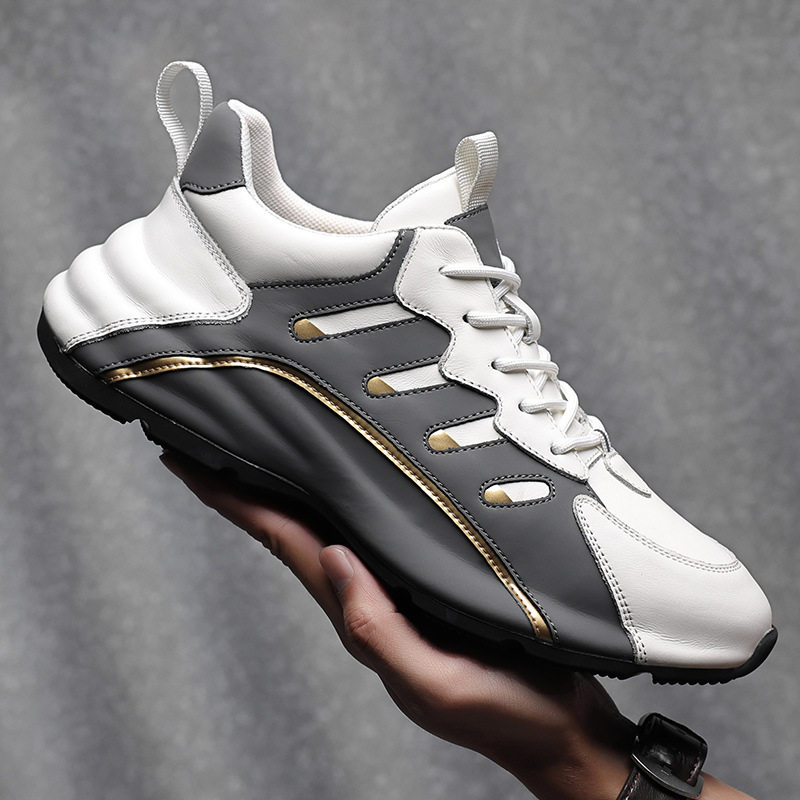 Quality fashionable leather sneakers shoes