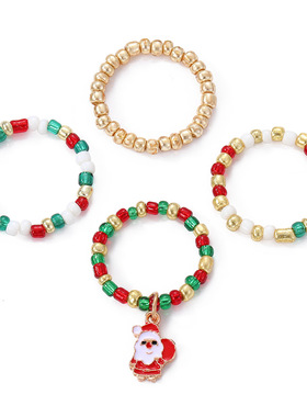 慕尚1404圣诞戒指 圣诞老人小鹿圣诞树礼物袜子款指环 清新圣诞风