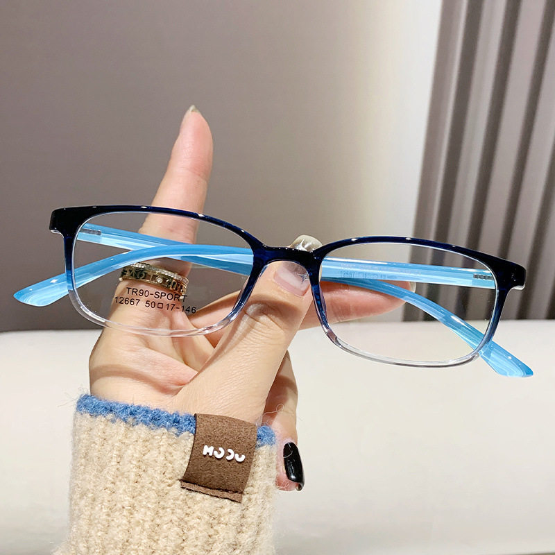 Spot Korean Tr90 Ultra-Light Myopia Small Frame Glasses for Women Without Makeup Frame Flat Mirror Literary Glasses Frame High-End
