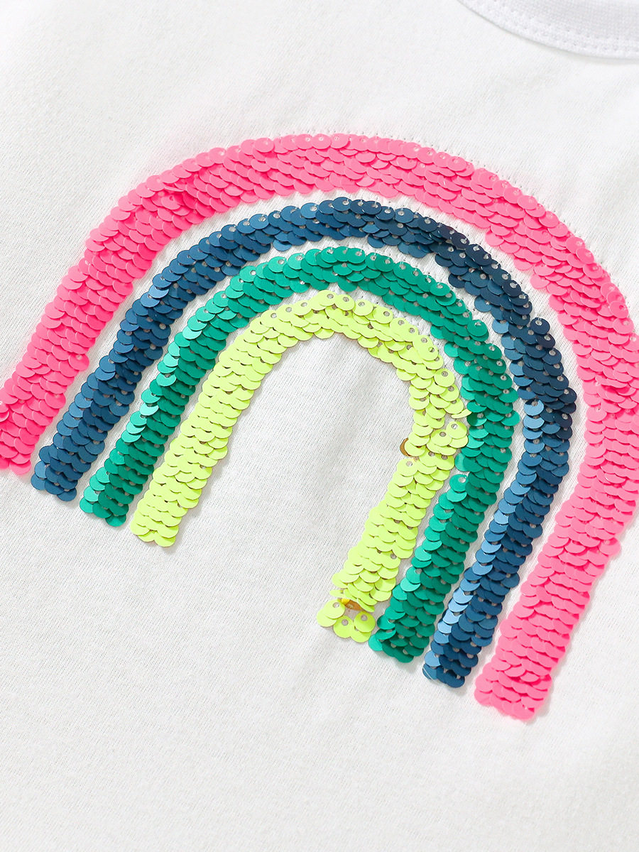 New Summer Girls' Set, Cute Rainbow Kids' Clothing, Cotton Girls' Set Wholesale