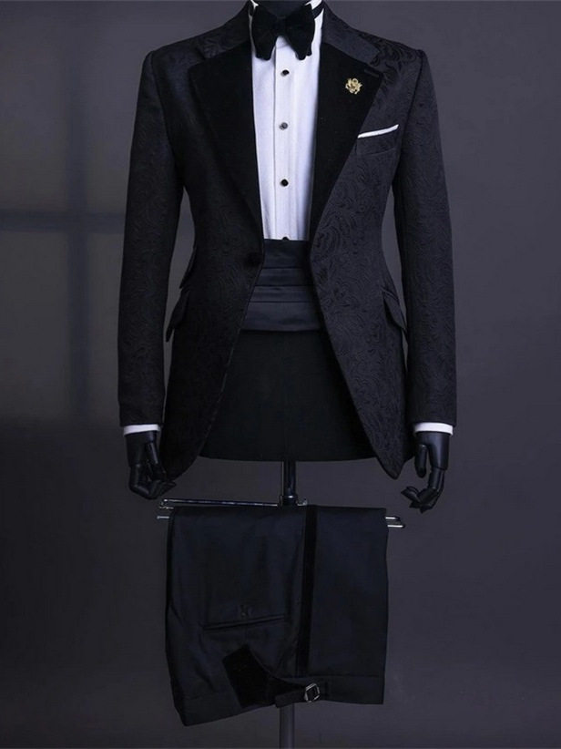 men's jacquard men's Korean version slim dress suit two-piece suit