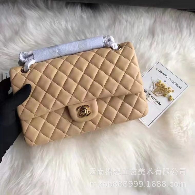 25 New Style Small Fragrance Grandma Shoulder Crossbody Bag Square Fat Caviar Cowhide Sheepskin Genuine Leather Small Square Bag for Women