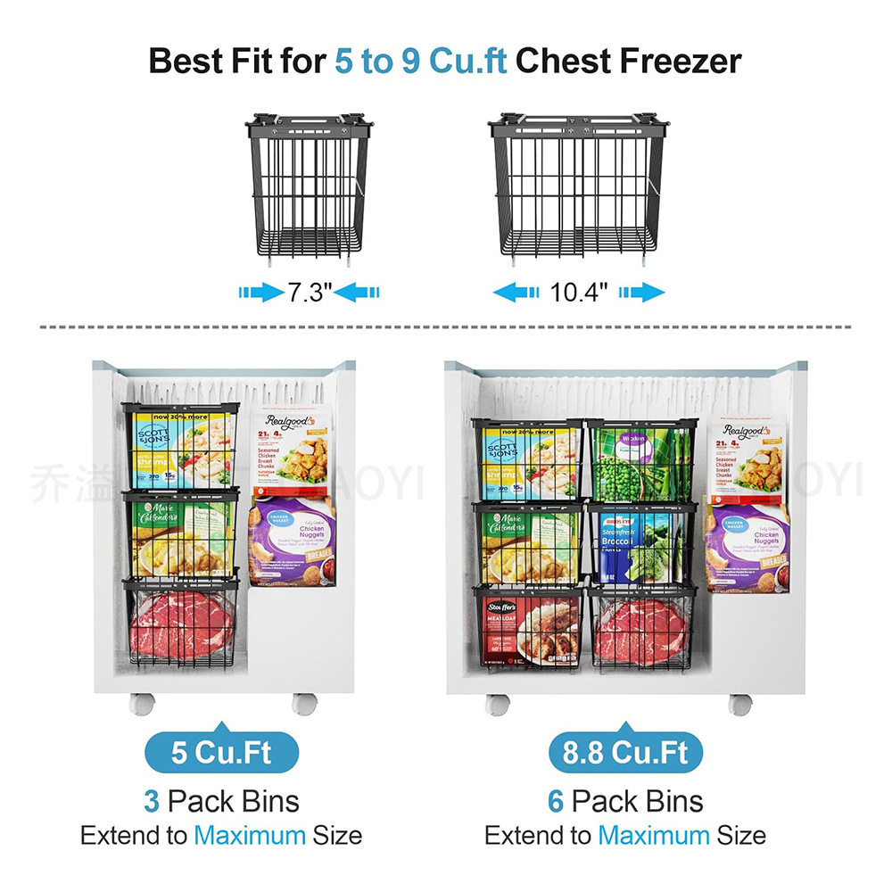 New Kitchen Freezer Storage Basket Adjustable Size Refrigerator Food Storage Basket Partition Basket Classification Storage Basket