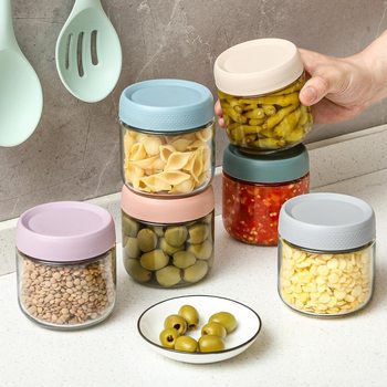 Cross-border Amazon Yogurt Oat Coffee Bean Glass Sealed Jar Kitchen Food Nut Snack Moisture-proof Storage Jar